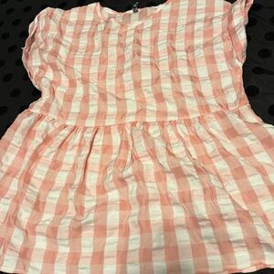 2 Hearts Pink & White Gingham Peplum Top
